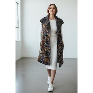 UbU Woven Sleeveless Cardigan Vest Plus 1X Pockets Art To Wear Colorful